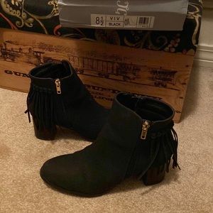 JG Black Fringe Booties 8.5
